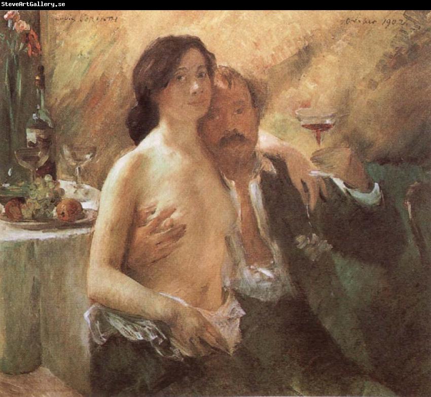 Lovis Corinth Self-Portrait with his wife and a glass